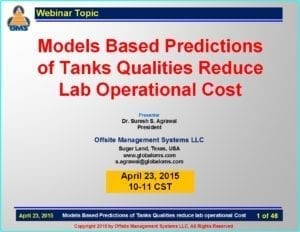 Reduce lab operational cost with tank qualities Predictions