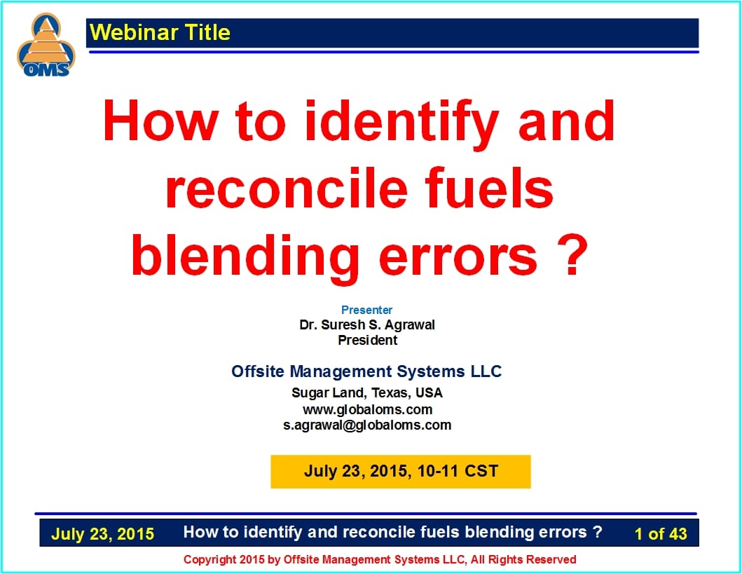 OMS-W07 How to identify and reconcile fuels blending errors